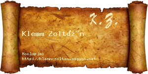 Klemm Zoltán névjegykártya