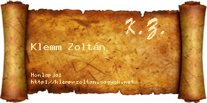 Klemm Zoltán névjegykártya